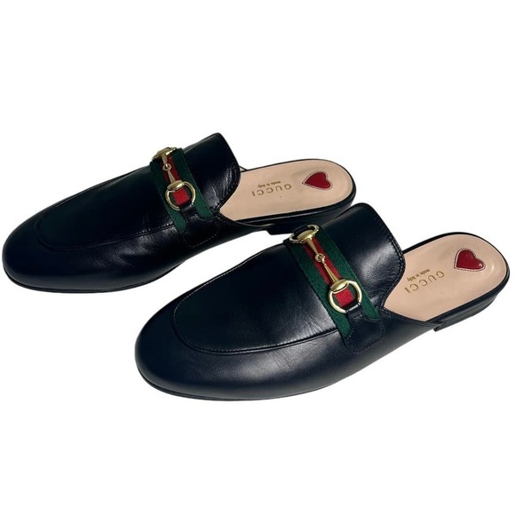 Gucci Princetown Horsebit Leather Web Stripe Accent Mules EU 38.5 - Picture 4 of 12